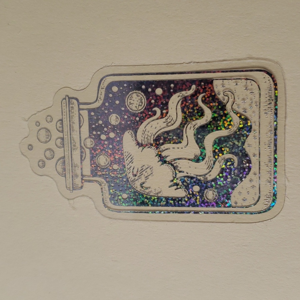 HOLOGRAPHIC NATURE OCEAN WATERPOOF Sticker Glitter rainbow Jellyfish